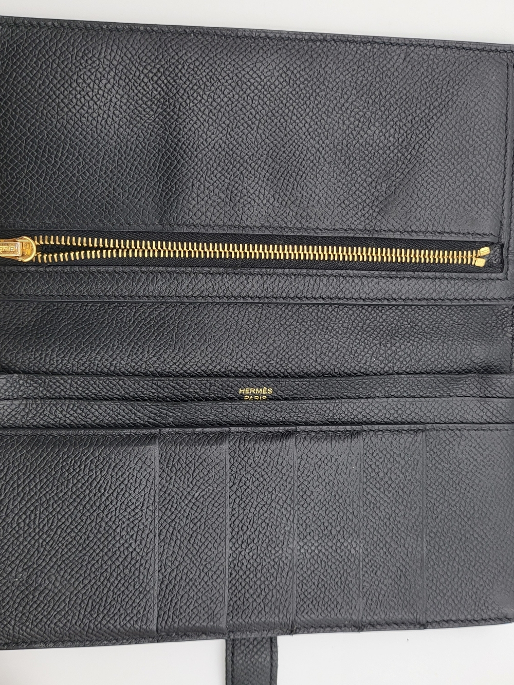 Hermes Bearn Black Epson Calfskin Leather Wallet with Gold Foil Logo,,Authentic. - Picture 9 of 16
